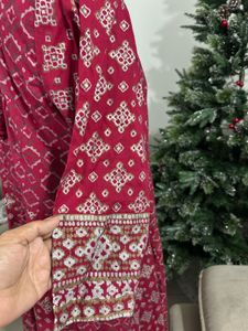 Biba Anarkali Maroon Printed Kurta