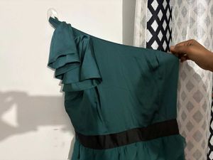 One-Shoulder Green Dress