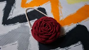 Unique Rose Crochet Clutch Bag