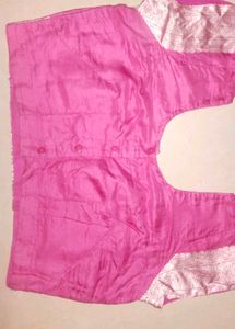 Beautiful Pink Embroidered silk Saree with Blouse