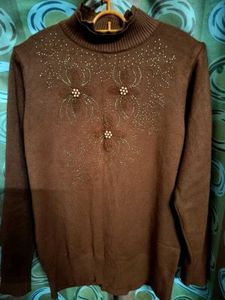 Elegant Brown Turtleneck Sweater