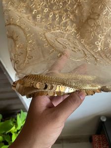 gold Embroidered Dupatta with Sequins lace