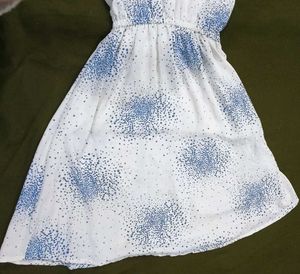 White &amp; Blue Sleeveless Dress