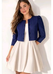 Velour Azure Cropped Blazer
