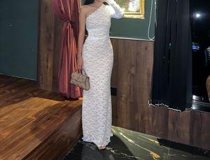 One Shoulder Lace Maxi Dress