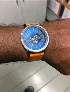Sonata Watch - Blue Dial with Brown Strap
