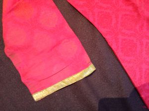 MAX Elegant Pink And Gold Embroidered Kurta,Size-S