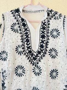 Chikankari Kurta with Black Embroidery