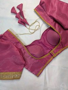 Stunning Pink Silk Blouse with Gold Embroidery