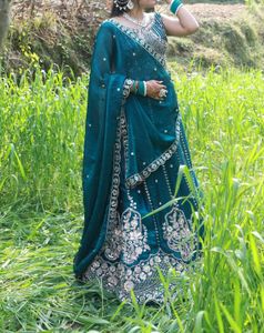 Stunning Teal Embroidered Lehenga Choli