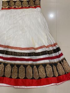 Red &amp; White Embroidered Lehenga Choli