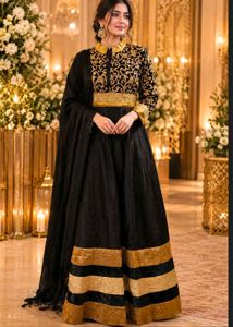 Elegant Black & Gold Anarkali Gown