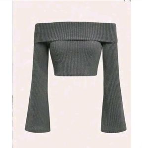 Off-Shoulder Ribbed Crop Top