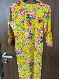 Stylish Yellow Thread Work Kurtha