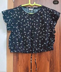 Cute Floral Print Button-Up Top