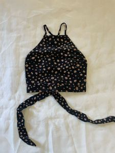 Floral Halter Neck Crop Top