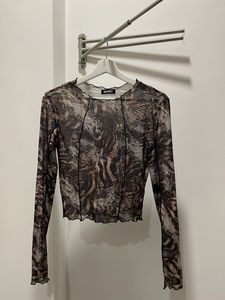 Sheer Animal Print Long Sleeve Top