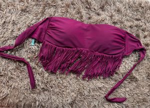 Fringed Strapless Bikini Top