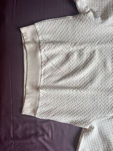 Cream Textured Knit Sweater