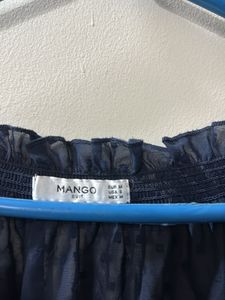 Mango Navy Blue Smocked Top