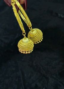 Gold Jhumka Hoop Earrings