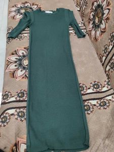 Green Ribbed Knit Maxi Dress