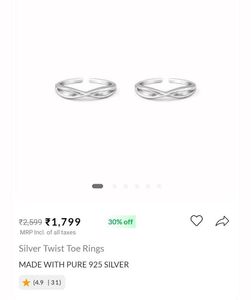Silver Twist Toe Rings