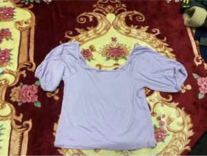 Lavender Puff Sleeve Ruched Top