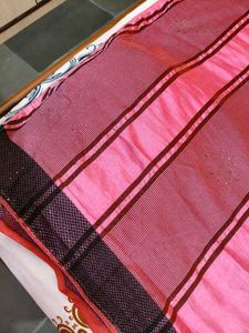 Pink Saree with Striped Border