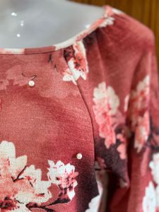 Flowy Floral Print Bell Sleeve Top