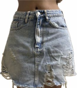 Distressed Denim Mini Skirt