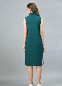Teal Sleeveless Shirt Dress