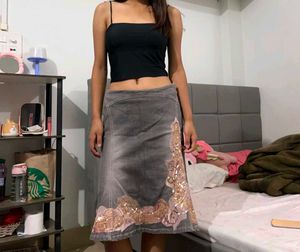 Denim Skirt with Embellishments