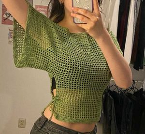 Black Crochet Cropped Top