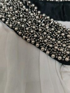Chic White Blouse with Embellished Collar