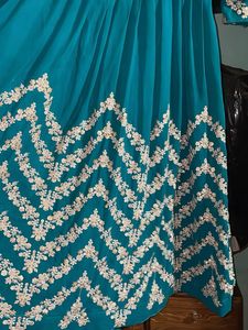 Elegant Teal Kurta with White Embroidery