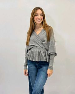 Vintage Vero Moda Classic Grey Wrap Knit Pullover