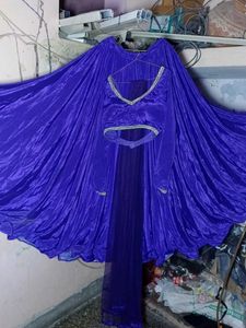 Purple Silk Lahanga Choli With Dupatta Set