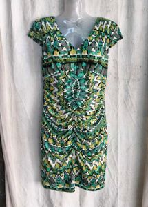 I. Stylish Ruched Geometric Print Dress
