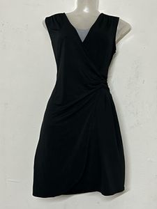 Chic Black Sleeveless Wrap Dress
