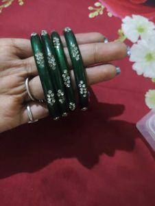 Green Stone Bangles