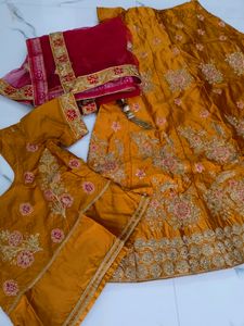 Trending Colour Mustard Red Lehanga ❤️🌼