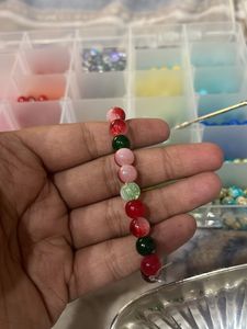Christmas crackle Beaded Bracelet