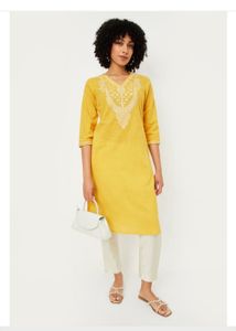 Embroidered Yellow Kurta