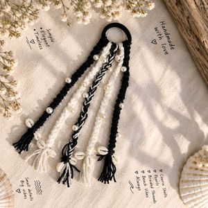 Boho Braided Hair Tie with Pearls & Shells