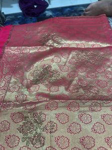 Elegant dark pink banarsi saree