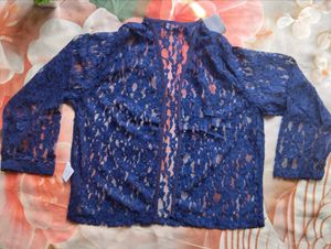 Elegant Blue Lace Bolero Jacket