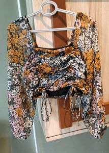 Floral Ruched Crop Top