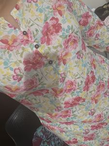 Floral Print loose fit Cotton Kurta