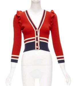 Gucci Chic Red Cropped Knit Cardigan